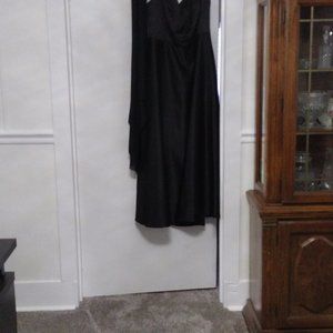 Dress with matching wrap, black satin, full length, short, size 20, David Bridal